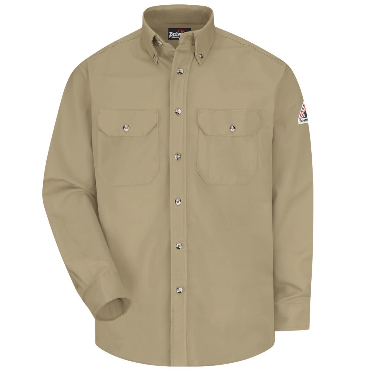 Bulwark FR Button Front Work Shirt Excel-FR ComforTouch Blend in Khaki